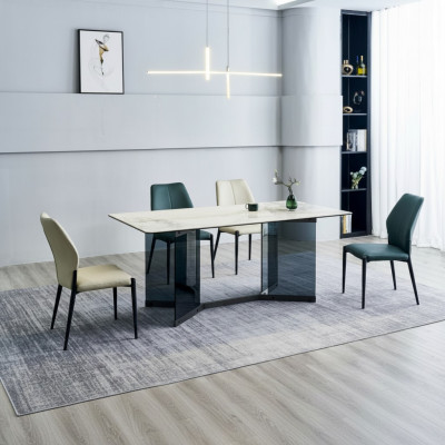 Wäissen Iessdësch Designer Iessgrupp 4x Modern Still Luxus Iesszëmmer
