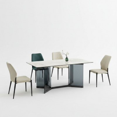 Wäissen Iessdësch Designer Iessgrupp 4x Modern Still Luxus Iesszëmmer