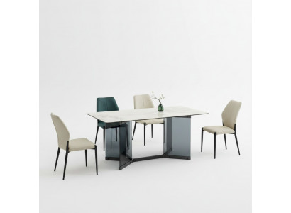 Wäissen Iessdësch Designer Iessgrupp 4x Modern Still Luxus Iesszëmmer