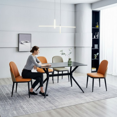 Iesszëmmer Set Designer Iessdësch 4x Polstersäll Edelstol Miwwelen 5 Deeler
