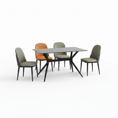 Iesszëmmer Set Designer Iessdësch 4x Polstersäll Edelstol Miwwelen 5 Deeler
