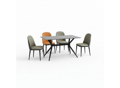 Iesszëmmer Set Designer Iessdësch 4x Polstersäll Edelstol Miwwelen 5 Deeler