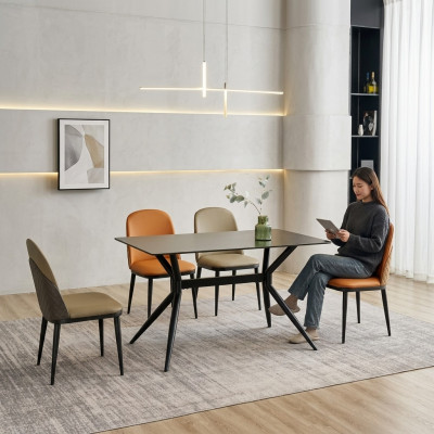 Iesszëmmergruppe Designer Griën Iessdësch Orange Stull 6x Eenz villa 7tlg