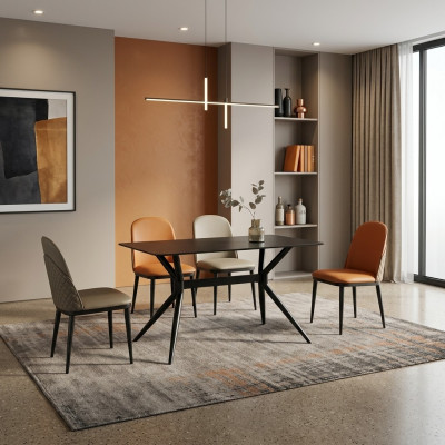 Iesszëmmergruppe Designer Griën Iessdësch Orange Stull 6x Eenz villa 7tlg