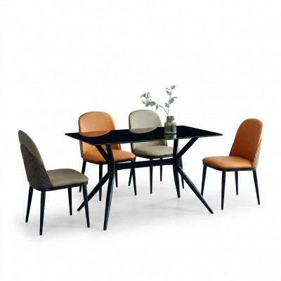 Iesszëmmergruppe Designer Griën Iessdësch Orange Stull 6x Eenz villa 7tlg