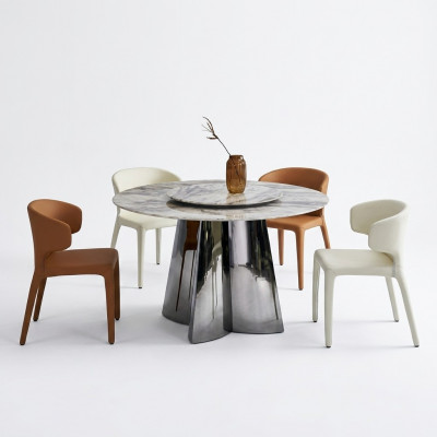 Designer Ronn Dësch Luxus 4x Liederstullen Iesszëmmer-Grupp Modern Miwwelen