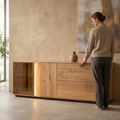 Holz TV-Stänner Wunnzëmmer Sideboard RTV-Lowboard TV-Schaf Miwwelen Nei