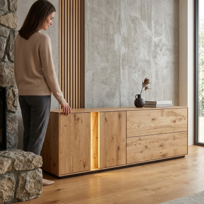 Modern Fernsehschaf fir d'Wunnzëmmer Luxus LED-Säitendës Lowboard RTV