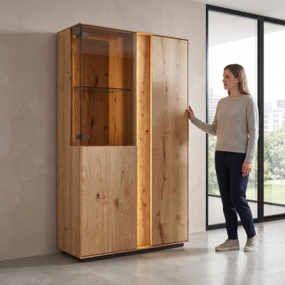 Brong LED-Vitrinn Luxus Anrichte Holz Miwwelen Designer Glasschranken