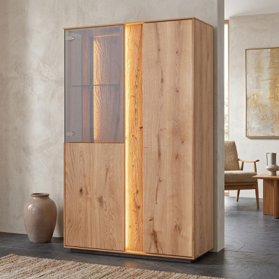 Brong LED-Vitrinn Luxus Anrichte Holz Miwwelen Designer Glasschranken