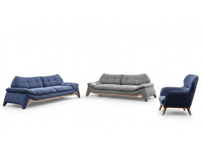 Modern Wunnzëmmer Canapé Set 3+3 Sëtzer Polstersëtz Sofa Garnitur