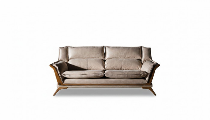 Beiger 3-Sëtzer Luxus Canapéen Polstermöbel Lieder Wunnzëmmer Design Miwwelen