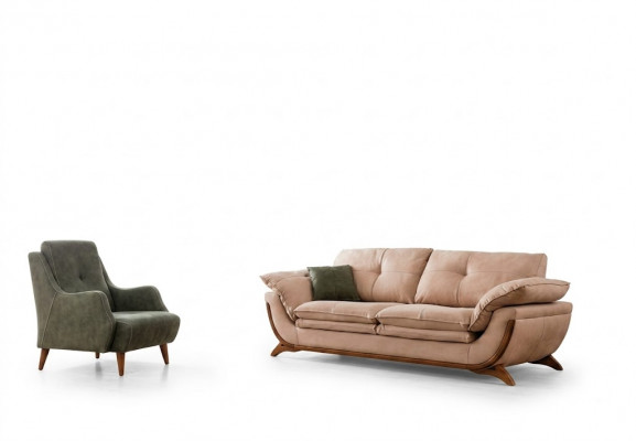 Polster Wunnzëmmer Garnitur Designer Dräisëtzer Luxus Textil Fauteuil 2 Stéck