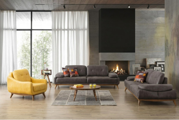 Stilvoll Wunnzëmmer Designer Garnitur Drësëtzer Modernen Fotell 2tlg