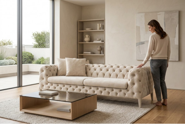 Wunnzëmmer Wäissen Véiersëtzer Designer Luxus Sofa 4-Sëtzer Polstersofa