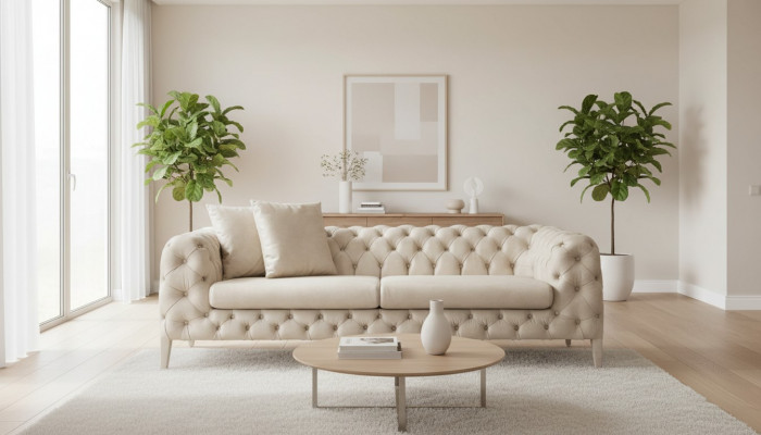 Wunnzëmmer Wäissen Véiersëtzer Designer Luxus Sofa 4-Sëtzer Polstersofa