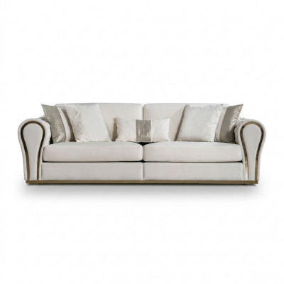 Wäissen dräisëtzer Designer Polstersofa Luxus 3-Sëtzer Textil Sëtzmiwwel