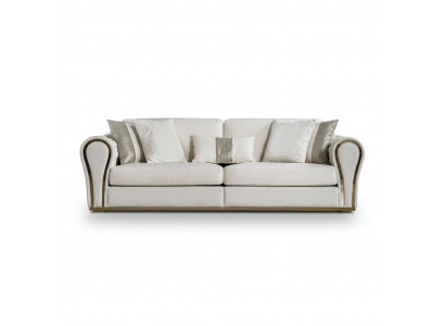 Wäissen dräisëtzer Designer Polstersofa Luxus 3-Sëtzer Textil Sëtzmiwwel