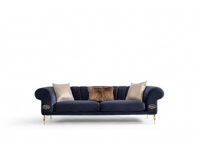 Blo Saal Couch Designer 3-Sëtzer Polstersofa Sëtzmiwwelen Nei