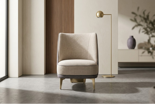 Gro-Beige Fauteuil Designer Einsëtzer Armsessel Wunnzëmmer 1-Sëtzer Nei