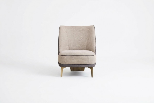 Gro-Beige Fauteuil Designer Einsëtzer Armsessel Wunnzëmmer 1-Sëtzer Nei