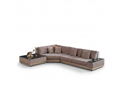 Béiges L-Form Designer Ecksofa Polster Wunnlandschaft Luxus Sofa