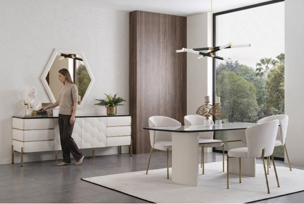 Stilvoll Iesszëmmer Set Groussen Iessdësch 4x Still Kommode Spigel