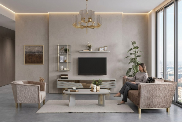 Grou Wohnzimmer Holzmobilier Designer TV-Schräiner Wandschränker Wunnmobilier
