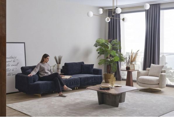 Bloen dräisëtzer wäisse Fauteuil Designer Wunnzëmmer Sofagarnitur 2tlg