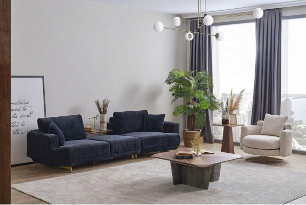Bloen dräisëtzer wäisse Fauteuil Designer Wunnzëmmer Sofagarnitur 2tlg