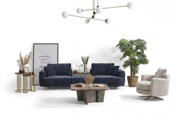 Bloen dräisëtzer wäisse Fauteuil Designer Wunnzëmmer Sofagarnitur 2tlg
