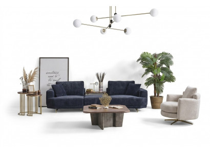 Bloen dräisëtzer wäisse Fauteuil Designer Wunnzëmmer Sofagarnitur 2tlg