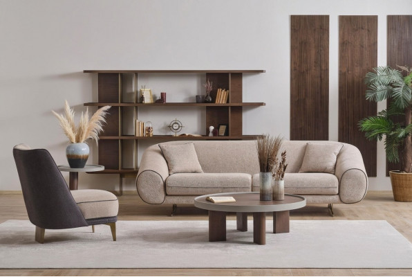 Wunnzëmmer Miwwel Designer 3+1 Sëtzer Luxus Fotell Couchtisch Säitentisch