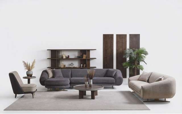 Designer Wunnzëmmer Garnitur L-Form Sofa 3-Sëtzer Fotell Polster Miwwelen