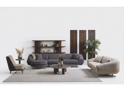 Designer Wunnzëmmer Garnitur L-Form Sofa 3-Sëtzer Fotell Polster Miwwelen