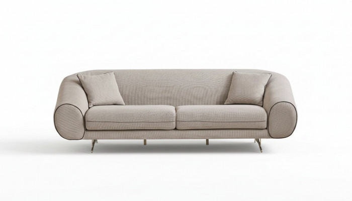 Modern beige Canapé Wunnzëmmer 3-Sëtzer Luxus Polster Designer Sofas
