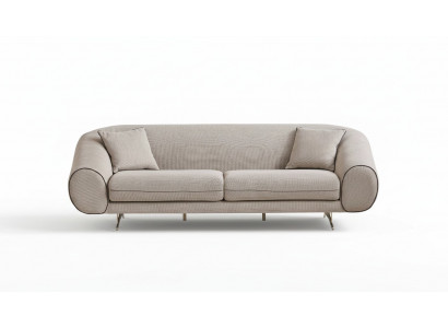 Modern beige Canapé Wunnzëmmer 3-Sëtzer Luxus Polster Designer Sofas