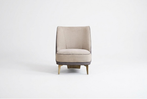 Beige Fotell Wunnzëmmer Miwwelen Edel Polstersotz Designer 1-Sëtzéiert