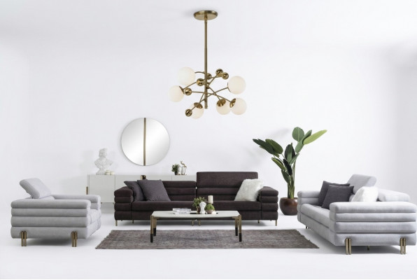 Wunnzëmmer Designer Sofagarnitur 3+3+1 Sëtzer Brong Canapé Set