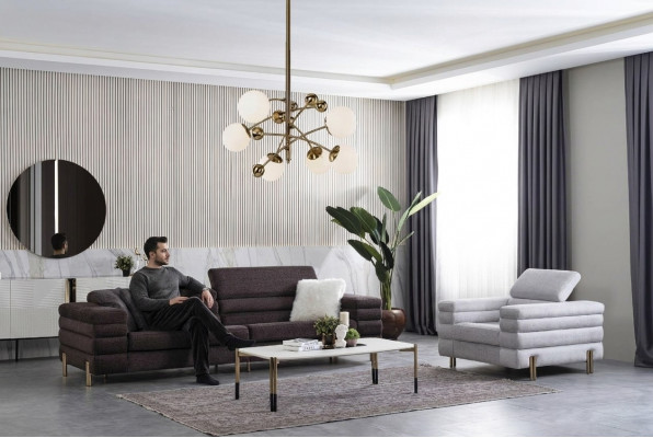 Wohnzëmmer Designer Sofagarnitur Véiersëtzer Luxus Lounge Fotell 2tlg