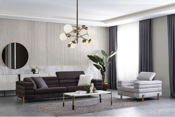 Wohnzëmmer Designer Sofagarnitur Véiersëtzer Luxus Lounge Fotell 2tlg