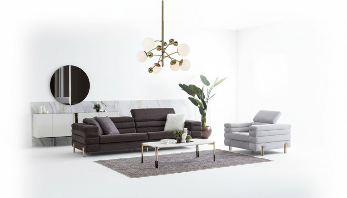 Wohnzëmmer Designer Sofagarnitur Véiersëtzer Luxus Lounge Fotell 2tlg