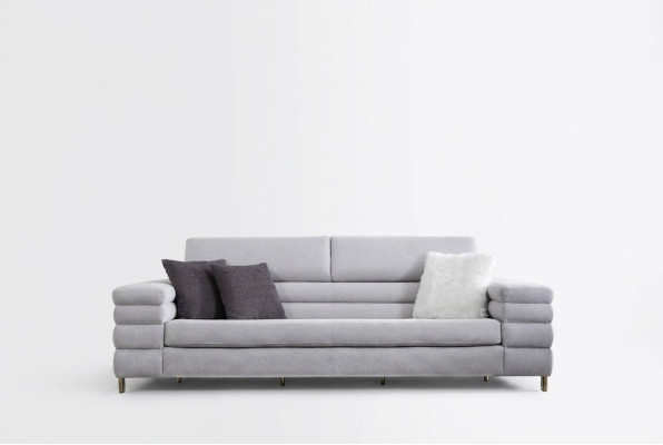 Grouwe Luxus-Dreisëtzer-Sofa, Wunnzëmmeméiwel, Holzgestell Canapé.