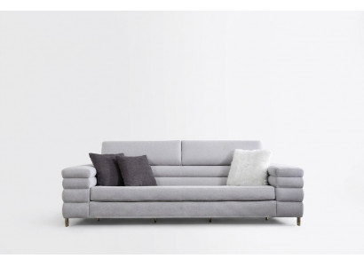 Grouwe Luxus-Dreisëtzer-Sofa, Wunnzëmmeméiwel, Holzgestell Canapé.