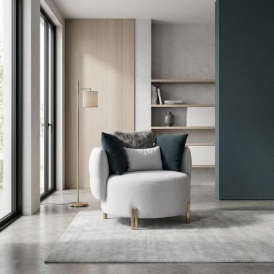 Wäissen Textilsessel Luxus Einsëtzer Designer Wunnzëmmer Gepolsterte Sessel