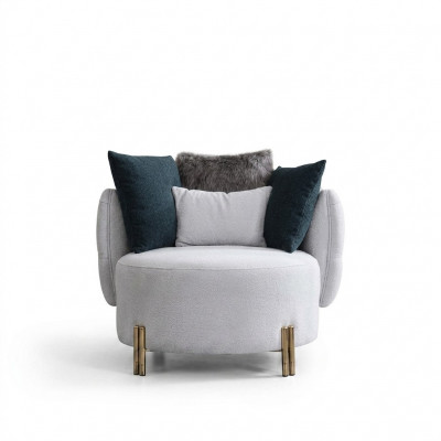 Wäissen Textilsessel Luxus Einsëtzer Designer Wunnzëmmer Gepolsterte Sessel