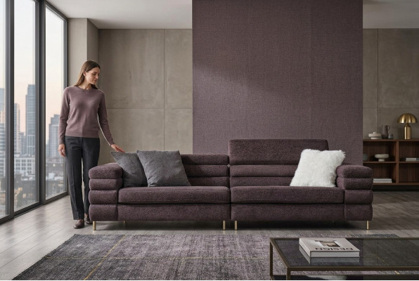 Wunnzëmmer Polstersofa Designer 4-Sëtzer Couch Brongen Viersëtzer Nei