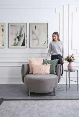 Graue Polstersëtz Living Zëmmer Een-Seeter Textil Sëtz Lounge Miwwelen