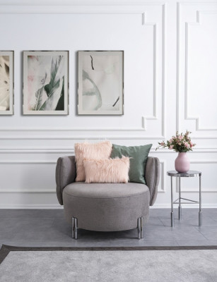 Graue Polstersëtz Living Zëmmer Een-Seeter Textil Sëtz Lounge Miwwelen