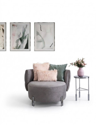 Graue Polstersëtz Living Zëmmer Een-Seeter Textil Sëtz Lounge Miwwelen